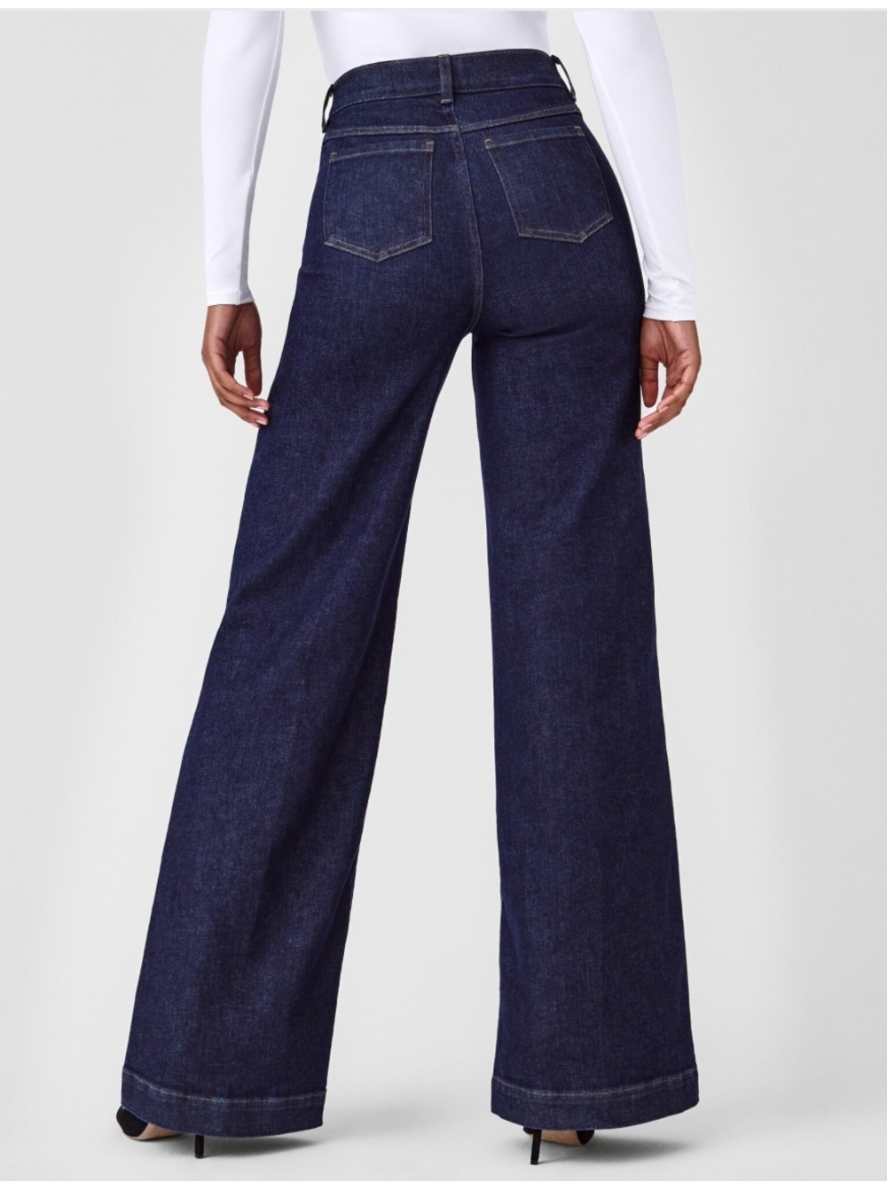 Spanx Wide Leg Jeans Raw Indigo Size Small - Picture 4 of 10